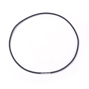 Polyester Cords Necklace Making, with 304 Stainless Steel Clasps, Black, 18.89 inch(48cm), 3mm