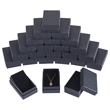 Nbeads Texture Paper Necklace Gift Boxes, with Sponge Mat Inside, Rectangle, Black, 8.1x5.1x2.7cm, Inner Diameter:4.6x7.3cm, Deep: 2.5cm