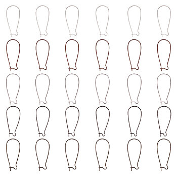 Brass Hoop Earrings Findings Kidney Ear Wires, Mixed Color, 20~21 Gauge, 33x14x0.7~0.8mm