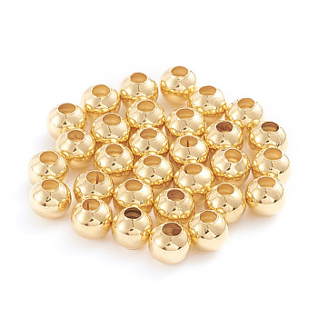 304 Stainless Steel Beads, Hollow Round, Golden, 5x4.5mm, Hole: 1.8mm,  200pcs/bag