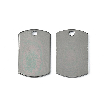 Brass Pendants, Stamping Blank Tag, Rectangle, Gunmetal, 25x15.6x1mm, Hole: 2mm