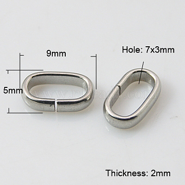 304 Stainless Steel Quick Link Connectors, Linking Rings, Oval, 9x5x2mm, Hole: 7x3mm(X-STAS-H052-23)