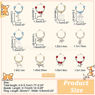 24Pcs 12 Style Tibetan Style Alloy Pendant Wine Glass Charms with Brass Hoop Earring Findings(AJEW-AB00059)-2