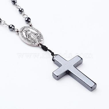 Non-magnetic Synthetic Hematite Pendant Necklaces(NJEW-JN01985)-2