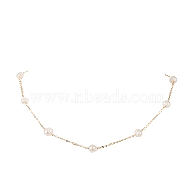 Natural Pearls Beaded Chain Necklace(NJEW-JN04345)-3
