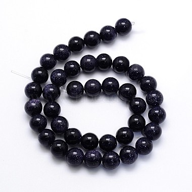 Synthetic Blue Goldstone Round Beads Strands(G-O047-11-4mm)-3