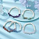 Natural Mixed Gemstone Chips & Synthetic Turquoise Beaded Stretch Bracelets(BJEW-JB10162)-2