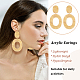 4 Pairs 4 Colors Hollow Oval Acrylic Dangle Stud Earrings for Women(EJEW-AN0004-36)-3