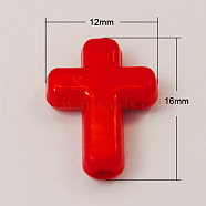 Opaque Acrylic Beads, Cross, Red, 16x12x4.5mm, about 1230pcs/500g(SACR-436-1)