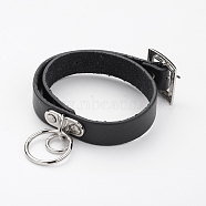 Punk Rock Style Cowhide Leather Choker Necklaces, with Iron Clasps, Black, 15.9 inch(40.5cm)(X-NJEW-D287-06)