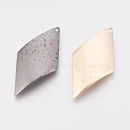 Electroplated Iron Pendants, Brushed, Curved, Rhombus, Mixed Color, 37x19x0.5mm, Hole: 0.7mm(X-IFIN-O012-24)