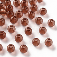 Transparent Acrylic Beads, Round, Chocolate, 6x5mm, Hole: 1.8mm, about 4400pcs/500g(MACR-S370-A6mm-765)