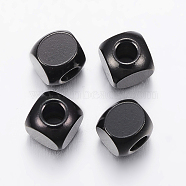 304 Stainless Steel Beads, Cube, Electrophoresis Black, 6x6x6mm, Hole: 3mm(STAS-F136-01B-6x6mm)