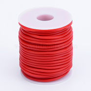 Hollow Pipe PVC Tubular Synthetic Rubber Cord, Wrapped Around White Plastic Spool, Red, 4mm, Hole: 2mm, about 16.4 yards(15m)/roll(RCOR-R007-4mm-14)