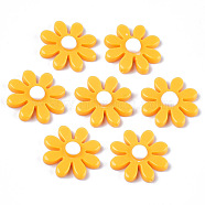 Resin Beads, for Pendant Making, Half Drilled, Flower, Gold, 30.5x30.5x8mm, Half Hole: 1.2mm(RESI-S374-01A-03)