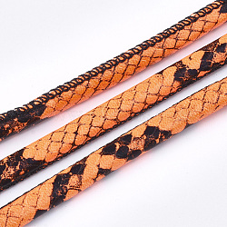 PU Leather Cords, Imitation Snake Skin, Dark Orange, 5~6mm, about 5.46 yards(5m)/roll(LC-S019-09A)