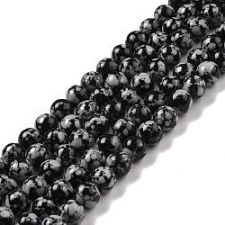 Synthetic Snowflake Obsidian Beads Strands, Round, 8mm, Hole: 1.4mm, about 48pcs/strand, 14.96''(38cm)(G-E568-03A)