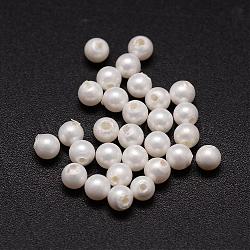 Shell Pearl Beads, Round, Grade A, Half Drilled, White, 5mm, Hole: 1mm(BSHE-L031-01-5mm)