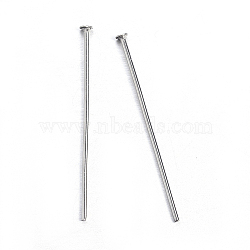 304 Stainless Steel Flat Head Pins, Stainless Steel Color, 40.5x0.6mm, 23 Gauge, Head: 1.4mm(STAS-L238-006B-P)