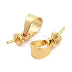 Brass Cup Peg Bails, Real 18K Gold Plated, 11mm, Hole: 4x5mm, Pin: 0.8mm(KK-Q782-07G)