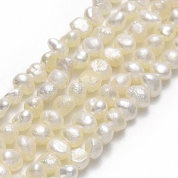 Natural Cultured Freshwater Pearl Beads Strands, Two Sides Polished, Linen, 4~5x4x2.5~3mm, Hole: 0.6mm, about 97~100pcs/strand, 14.65~14.72''(37.2~37.4cm)(PEAR-A005-05B-01)