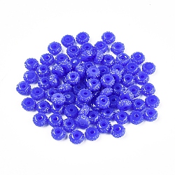 Resin Rhinestone Beads, Imitation Jelly, Rondelle, Blue, 6x4mm, Hole: 1.8mm(RESI-T020-22A-25)