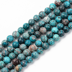 Natural American Turquoise Beads Strands, Dyed & Heated, Round, Sky Blue, 1/4 inch(6mm), Hole: 1mm, about 59~60pcs/strand, 15-1/8 inch(38.5cm)(X-G-S369-001B-B04)