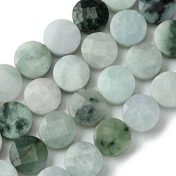 Natural Myanmar Jadeite Beads Strands, Faceted, Flat Round, 15.5x6~6.5mm, Hole: 1mm, about 26pcs/strand, 15.63''(39.7cm)