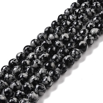 Synthetic Snowflake Obsidian Beads Strands, Round, 8mm, Hole: 1.4mm, about 48pcs/strand, 14.96''(38cm)