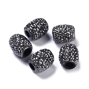 Resin European Jelly Colored Beads, Large Hole Barrel Beads, Bucket Shaped, Black, 15x12.5mm, Hole: 5mm