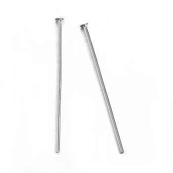 304 Stainless Steel Flat Head Pins, Stainless Steel Color, 40.5x0.6mm, 22 Gauge, Head: 1.4mm