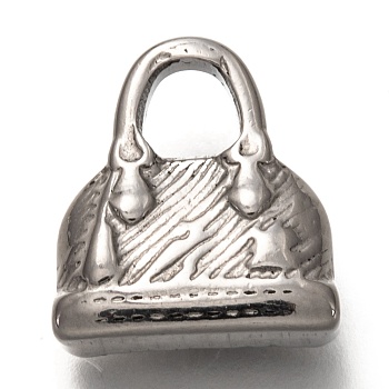 304 Stainless Steel Pendants, Hand Bag, Stainless Steel Color, 15.5x14.5x6.5mm, Hole: 4.5x4.5mm