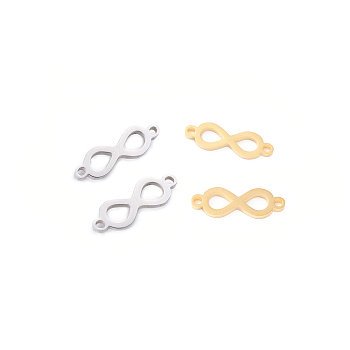 201 Stainless Steel Links, Manual Polishing, Infinity, Mixed Color, 20x6x1.5mm, Hole: 1.5mm