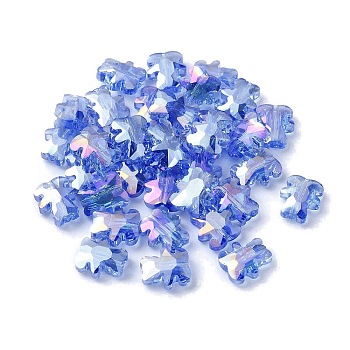 Electroplate Glass Beads, AB Color Plated, Bear, Cornflower Blue, 9.5x8.5x4mm, Hole: 1.2mm