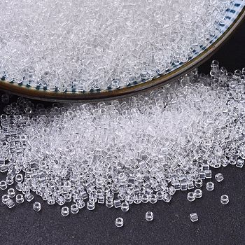 MIYUKI Delica Beads Small, Cylinder, Japanese Seed Beads, 15/0, (DBS0141) Crystal, 1.1x1.3mm, Hole: 0.7mm, about 175000pcs/bag, 50g/bag
