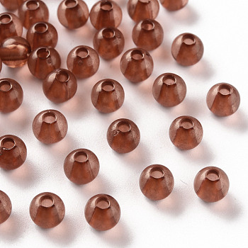 Transparent Acrylic Beads, Round, Chocolate, 6x5mm, Hole: 1.8mm, about 4400pcs/500g