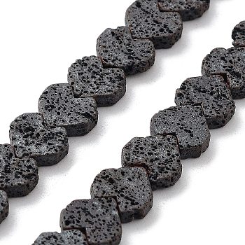 Natural Lava Rock Beads Strands, Frosted, Heart, 9x8.5x3mm, Hole: 1mm, about 56pcs/strand, 15.94 inch(40.5cm)
