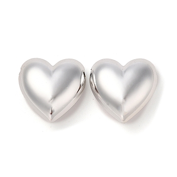CCB Plastic Beads, Heart, Platinum, 23x23x12mm, Hole: 2mm