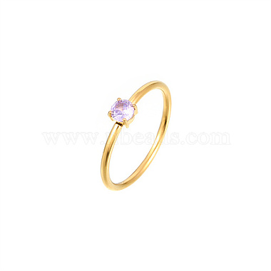 Lilac Diamond Stainless Steel+Cubic Zirconia Finger Rings