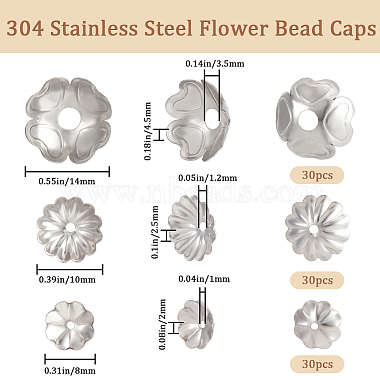 90Pcs 3 Styles 304 Stainless Steel Bead Caps(STAS-BBC0002-82)-2