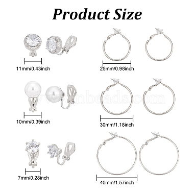 ANATTASOUL 6 Pair 6 Style Brass Clip-on Earrings & Hoop Earrings Sets(EJEW-AN0002-43)-2