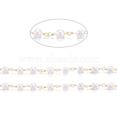 3.28 Feet Handmade Acrylic Imitation Pearls Beaded Chains(X-CHC-M021-11LG)-2