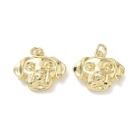 Brass Pendants, Animal Series, Dog Charms, Real 18K Gold Plated, 16x19x5mm, Hole: 3.5mm(KK-T085-20B-G)