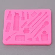 DIY Food Grade Silicone Cosmetics Molds, Resin Casting Molds, For DIY UV Resin, Epoxy Resin Jewelry Making, Mixed Shapes, Hot Pink, 70x92x12mm, Inner Diameter: 9~51x4~19mm(DIY-TAC0013-23)