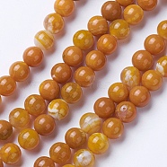 Natural Agate Beads Strands, Dyed & Heated, Grade A, Round, Goldenrod, 8~8.5mm, Hole: 1.2mm, about 48pcs/strand, 15.1 inch(38.5cm)(X-G-G754-08-8mm)