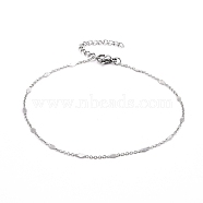 Rhombus Anklets, with Brass Link Cable Chains, 304 Stainless Steel Lobster Claw Clasps & Twisted Chain Extension, Platinum, 9 inch(22.8cm)(AJEW-AN00442)