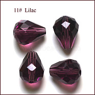 Imitation Austrian Crystal Beads, Grade AAA, Faceted, Drop, Purple, 6x8mm, Hole: 0.7~0.9mm(SWAR-F062-8x6mm-11)
