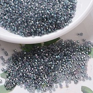 MIYUKI Delica Beads, Cylinder, Japanese Seed Beads, 11/0, (DB0111) Transparent Blue Gray Rainbow Gold Luster, 1.3x1.6mm, Hole: 0.8mm, about 2000pcs/10g(X-SEED-J020-DB0111)