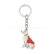 Arcylic Keychain, with Alloy Rings, Animal Themes, Dog, 10cm(KEYC-YW00013-02)