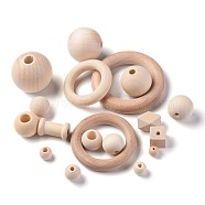 Wood Beads, Mixed Shapes, BurlyWood, 10~70.5x8.5~38mm, Hole: 2.7~44.5mm(WOOD-XCP0001-09)